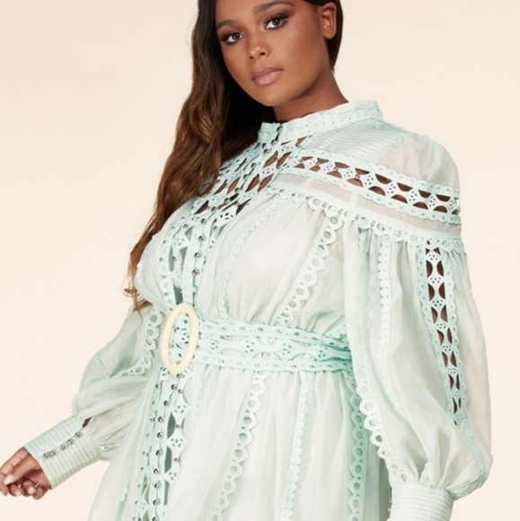 Mint Crochet detail Mini dress - Picture 4 of 5